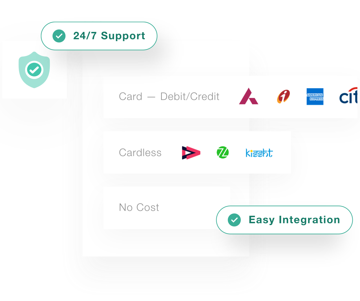 Easy integration EMI payment options