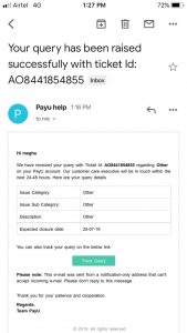 One_Care_PayUmoney_Business_Email